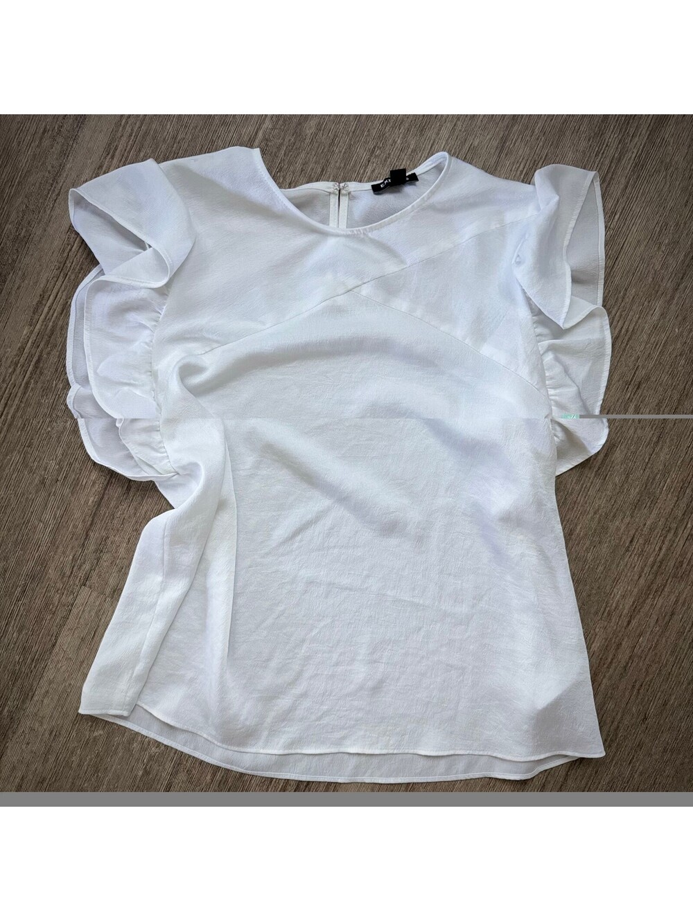 Express White Ruffle Sleeve Polyester Blouse, Size M